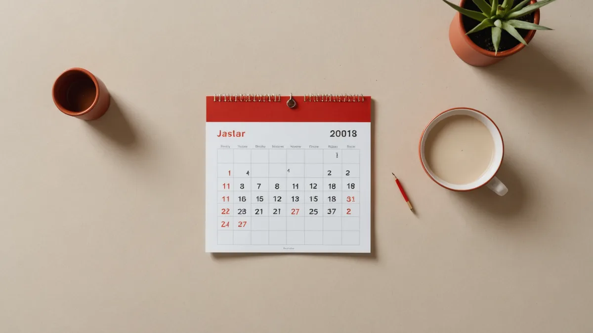 Calendar with contract document suggesting renewal deadline