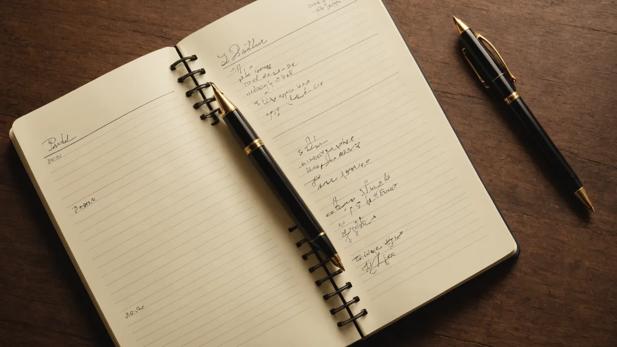 Open notebook with structured notes representing a legal playbook